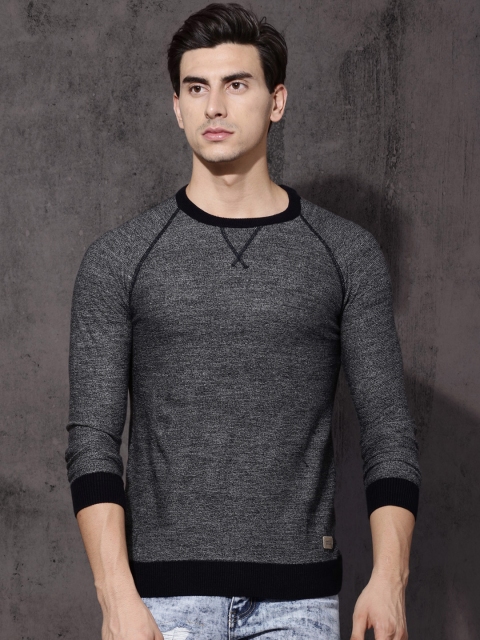 

Roadster Men Navy Self Design Sweater, Navy blue