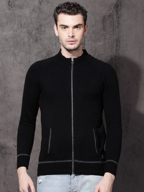 

Roadster Men Black Solid Cardigan