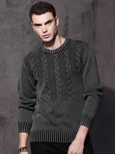 

RDSTR Men Grey Patterned Sweater