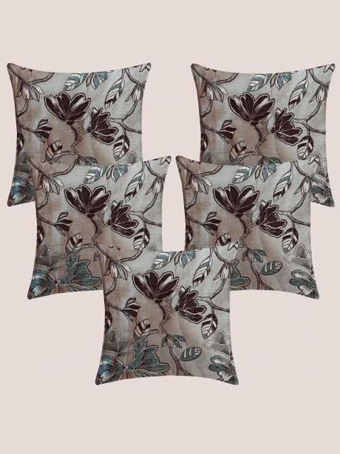 

Molcha Brown & Blue Set of 5 Floral Square Cushion Covers