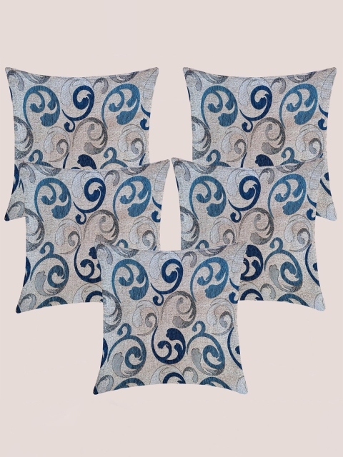 

Molcha Blue & Grey Set of 5 Floral Square Cushion Covers