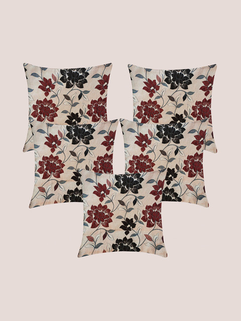 

Molcha Brown & Black Set of 5 Floral Square Cushion Covers
