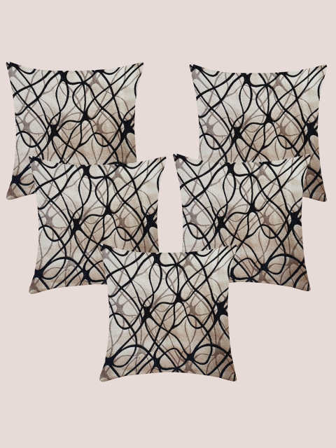 

Molcha Taupe & Black Set of 5 Abstract Square Cushion Covers