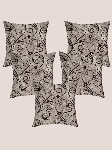 

Molcha Taupe & Brown Set of 5 Floral Square Cushion Covers