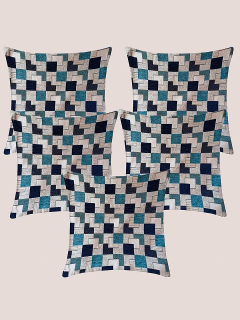 

Molcha Blue & Black Set of 5 Square Cushion Covers