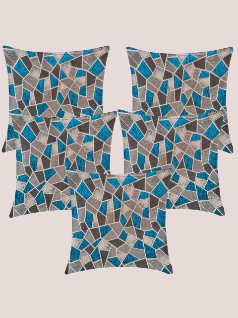 

Molcha Blue & Brown Pack of 5 Geometric Square Cushion Covers