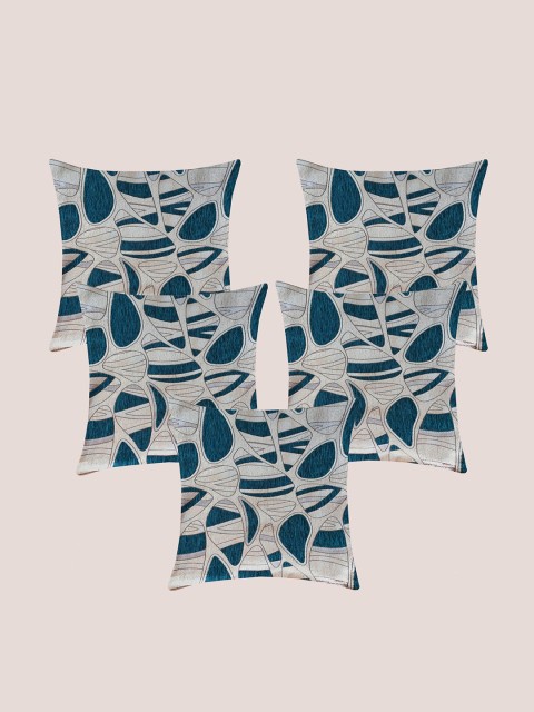 

Molcha Blue & Grey Set of 5 Abstract Square Cushion Covers