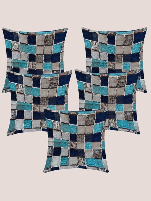 

Molcha Blue & Grey Set of 5 Checked Square Cushion Covers