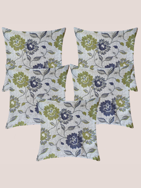 

Molcha Blue & Green Set of 5 Floral Square Cushion Covers