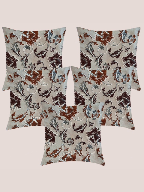 

Molcha Brown & Grey Pack of 5 Floral Square Cushion Covers