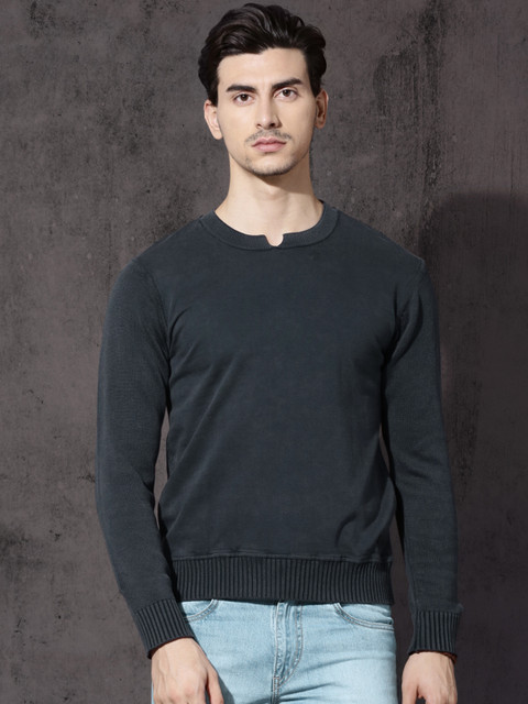 

Roadster Men Navy Blue Solid Pullover