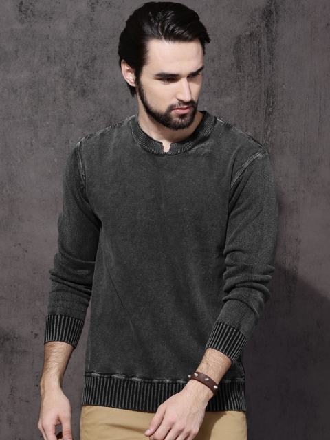 

Roadster Men Charcoal Grey Solid Pullover