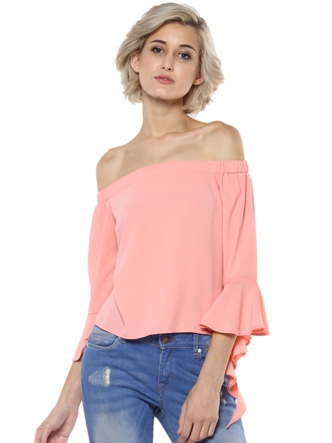 

Harpa Women Pink Solid Bardot Top