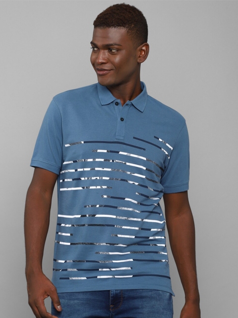 

Allen Solly Men Blue Printed Polo Collar T-shirt