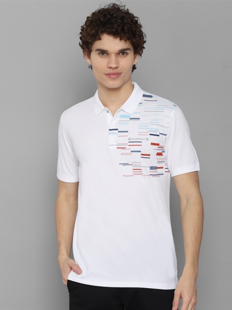 Allen Solly Men White Printed Polo Collar T-shirt