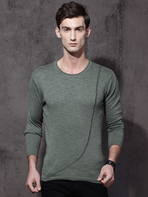 

Roadster Men Grey Solid Pullover