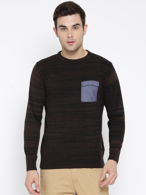 

Roadster Men Coffee Brown Self-Design Sweater