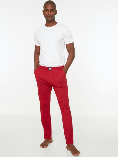 

Trendyol Men Red Pure Cotton Lounge Pants