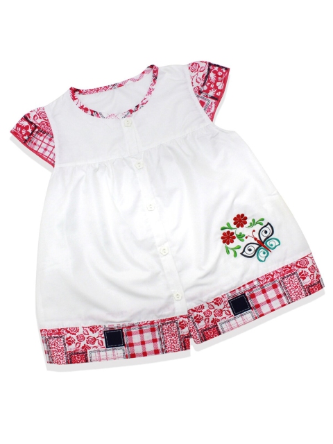 

Born Babies Pink & Red Cotton A-Line Dress