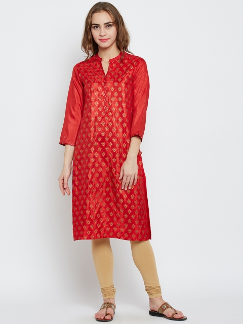 

Biba Women Red Printed Straight Kurta