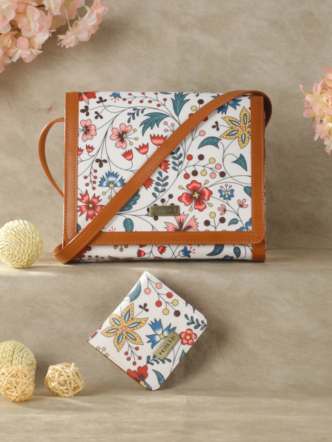 

Priyaasi Women White Floral Printed PU Structured Sling Bag