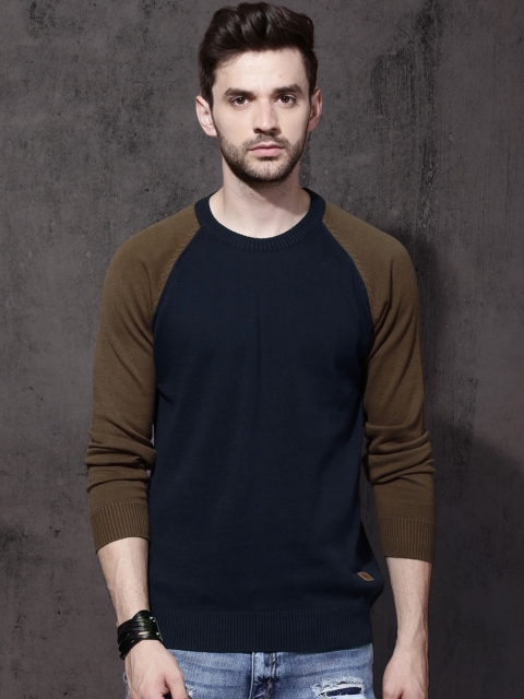 

Roadster Men Navy Blue Solid Pullover