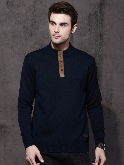 

Roadster Men Navy Blue Solid Pullover Sweater