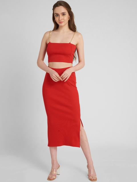 

aturabi Women Red Solid Pure Cotton Co-Ords