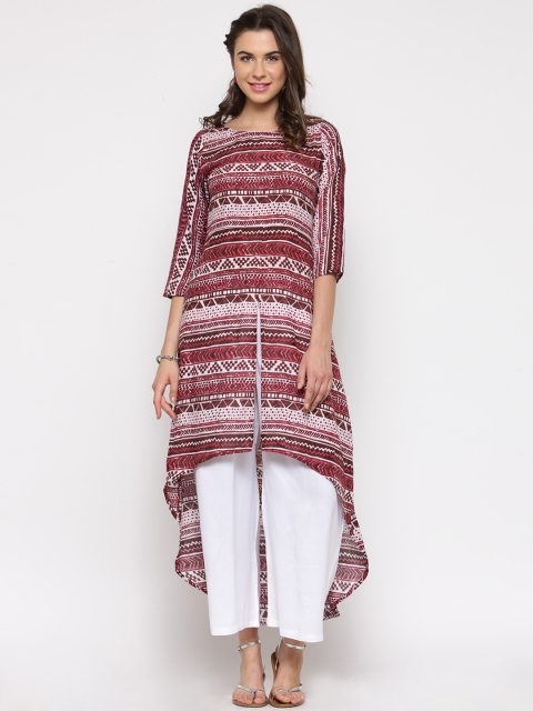 

Sera Women Maroon & White Printed Kurta with Palazzos
