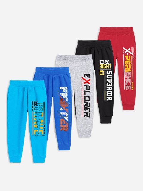 

Trampoline Kids Pack Of 5 Printed Cotton Jogger Tack Pant, Blue