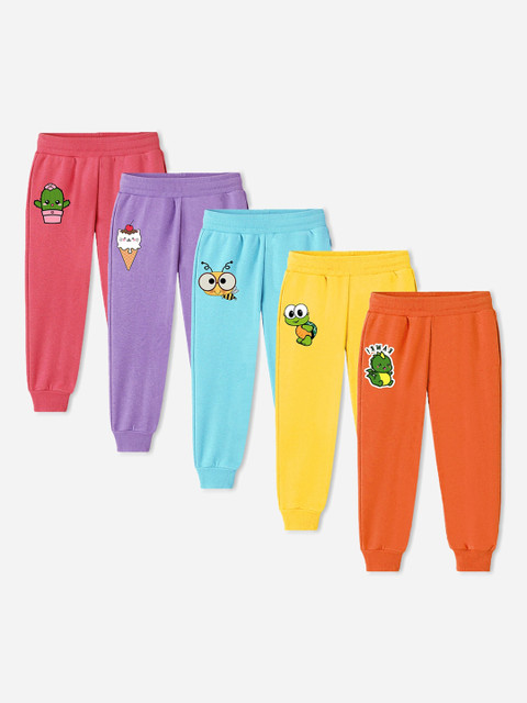 

Trampoline Kids Pack of 5 Printed Joggers, Yellow
