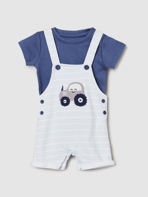 

max Boys Blue & White T-shirt with Romper