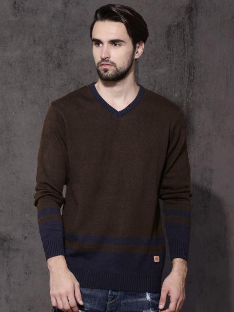 

Roadster Men Brown Solid Pullover