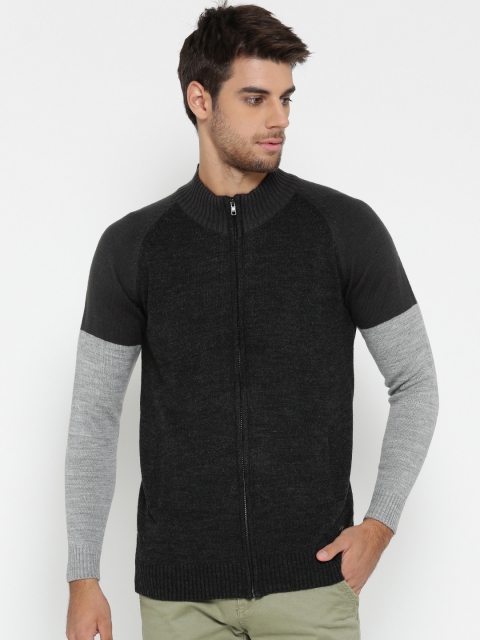 

Roadster Men Charcoal Grey Solid Cardigan