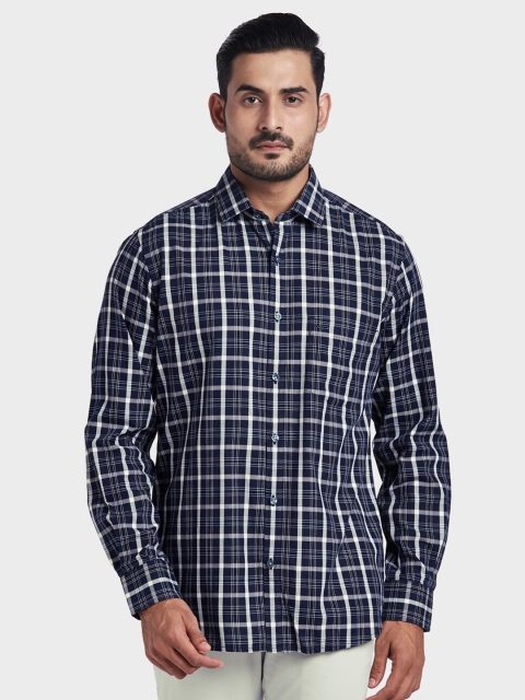 

ColorPlus Men Blue Tailored Fit Checked Casual Shirt