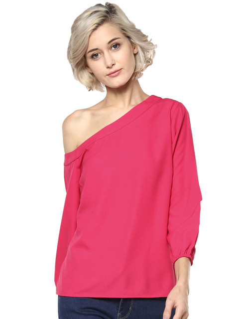 

Harpa Women Pink One-Shoulder Top