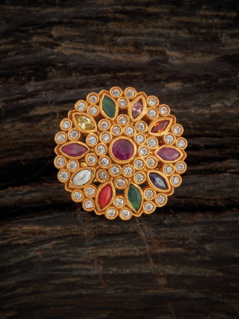

Kushal's Fashion Jewellery Women Gold-Plated & White Stone Studded Adjustable Ring