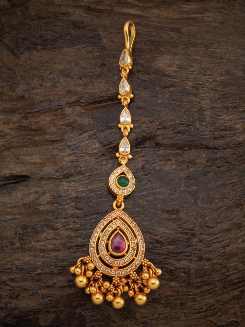 

Kushals Fashion Jewellery Gold-Toned 92.5 Silver Stone-Studded Maangtika
