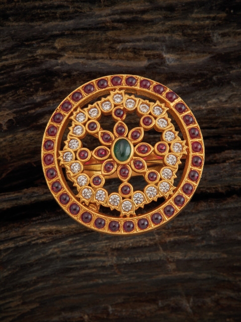 

Kushal's Fashion Jewellery Gold-Plated Stone Studded 92.5 Silver Finger Ring