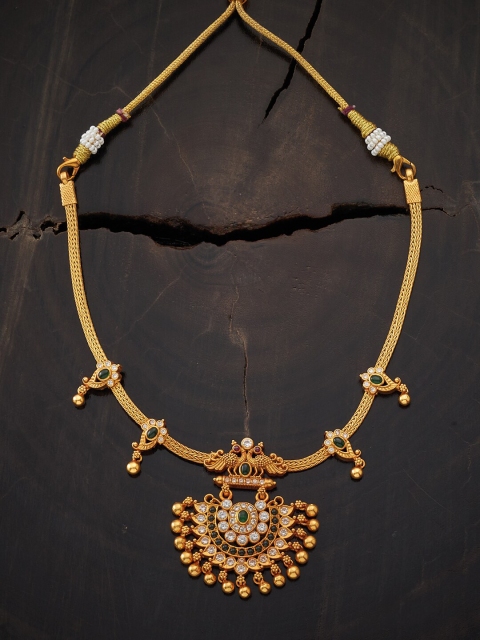 

Kushal's Fashion Jewellery Gold-Toned & Green Stone Studded & Beaded Necklace