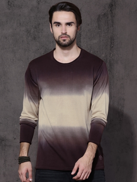 

Roadster Men Brown & Beige Ombre-Dyed Solid Pullover