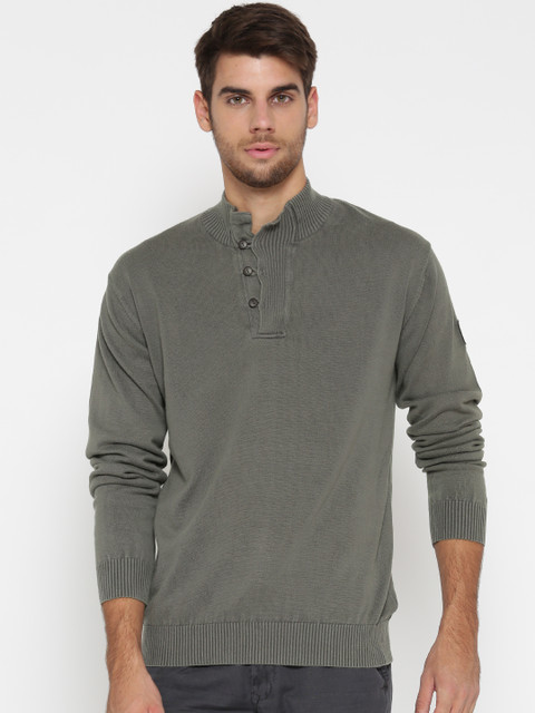 

Roadster Men Grey Solid Sweater