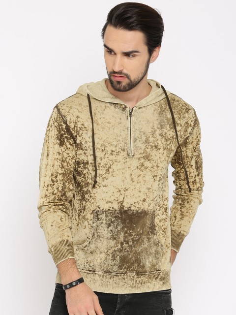

Roadster Men Beige Self Design Pullover