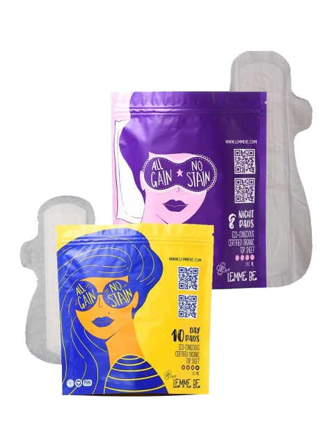 

LEMME BE Pack Of 2 Multi-Coloured Sanitary Pads For Day & Night, White