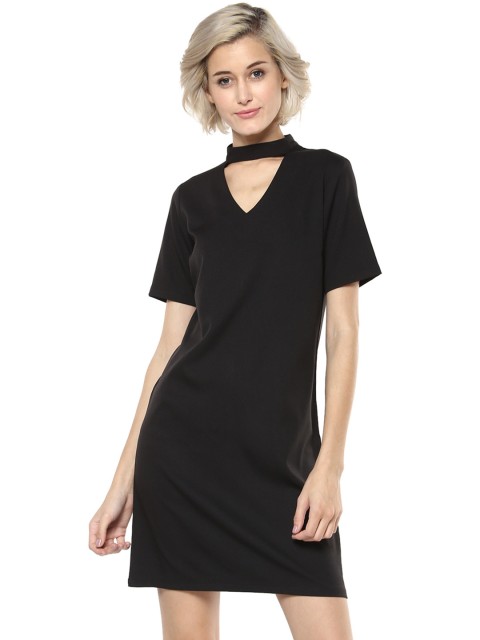 

Harpa Women Black Solid A-Line Dress