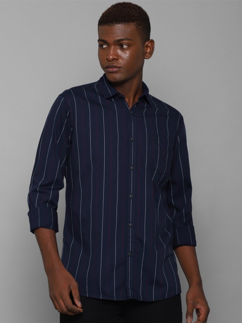 

Allen Solly Sport Men Navy Blue Striped Cotton Casual Shirt