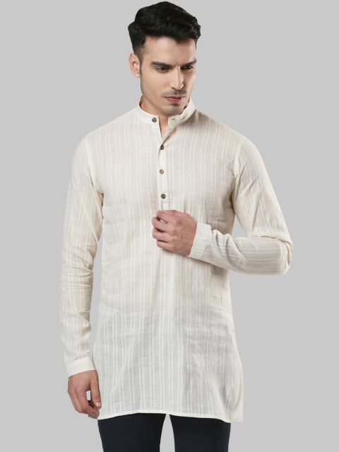 

Ethnix by Raymond Men Beige Striped Kurta