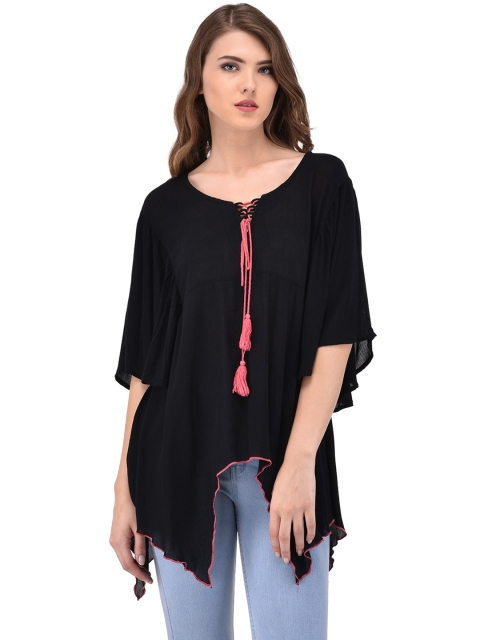 

PURYS Women Black Solid Kaftan Top