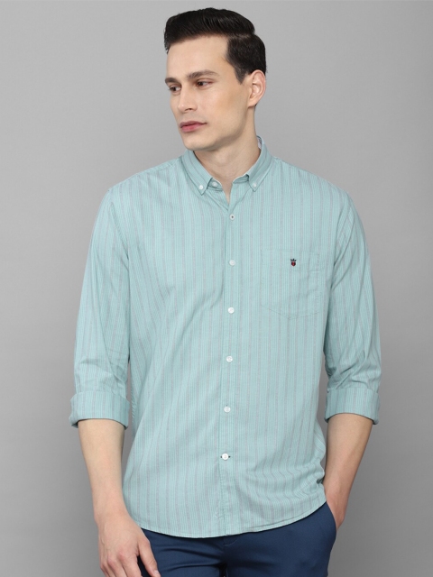 

Louis Philippe Sport Men Green Cotton Slim Fit Striped Casual Shirt