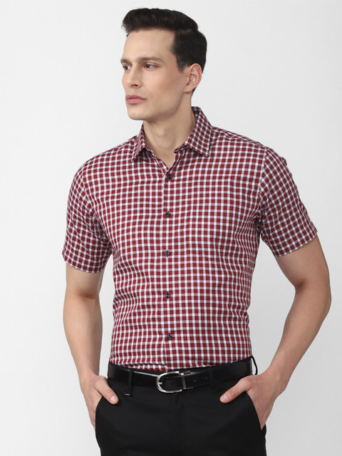 

Van Heusen Men Maroon Gingham Checks Formal Shirt